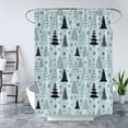 thumbnail image 4 of Christmas Tree Shower Curtain Blue Black Grey Xmas Tree Retro Christmas Tree Snowflake Merry Christmas Pine Pattern New Year Rustic Winter Holiday Fabric Bath Curtain Set with Hook, 4 of 4