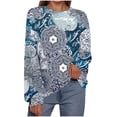 thumbnail image 1 of Rbaofujie Vintage Pull pour Femmes Imprimé Col Rond Manches Longues Haut Pull Esthétique Marine Chandails à Capuchon, 1 of 4