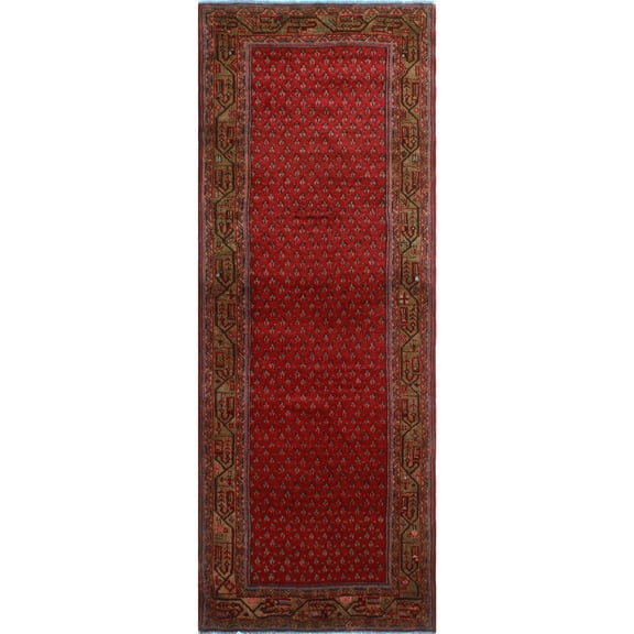 Vintage Naheed Red/Brown Runner, 3'11" x 10'5"