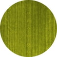 thumbnail image 1 of Ahgly Company Machine Washable Indoor Round Abstract Yellow Contemporary Area Rugs, 8' Round, 1 of 4