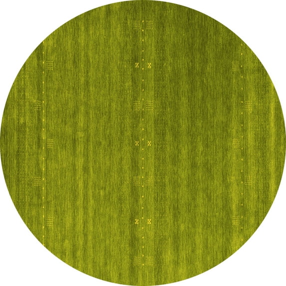 Ahgly Company Machine Washable Indoor Round Abstract Yellow Contemporary Area Rugs, 8' Round