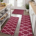 thumbnail image 2 of Burgundy Geometric Quatrefoil Pattern Kitchen Rugs Sets Of 3,Kitchen Runner Rugs Non Skid Washable,Decorative Kitchen Floor Mats for Kitchen,Sink,Laundry,17"x30"+ 17"x47" + 17"x59", 2 of 6