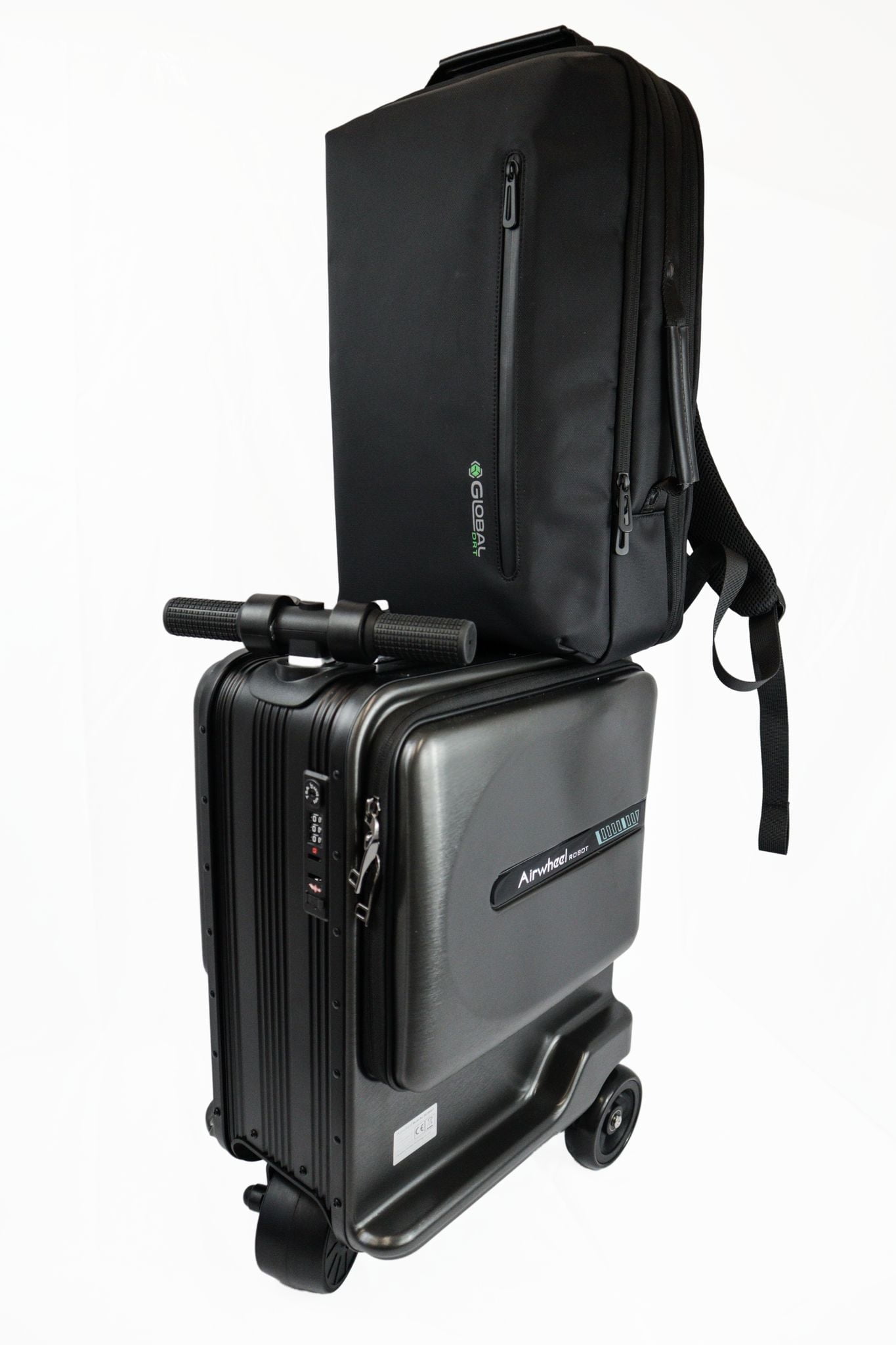 Airwheel SE3miniT and Global DRT 20 Inch Adult 2-Piece Hybrid Luggage Sets, Black