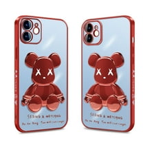 FIEWESEY Compatible iPhone 12 Phone Case, Cool Bear Shockproof Fashion Full Protection Soft TPU Scratch Slim Case for iPhone 12 6.1 inch (Red)