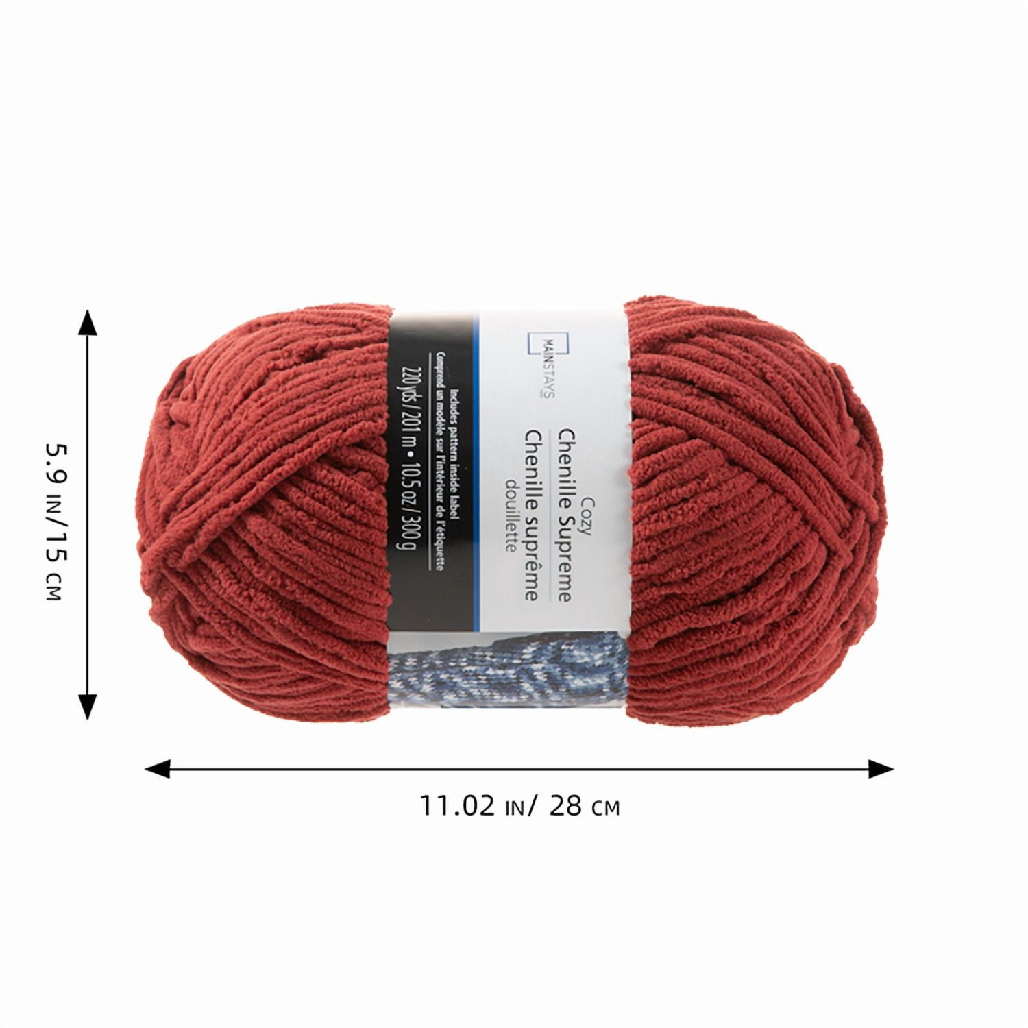 Mainstays Cozy Chenille Supreme Red Marsala Yarn