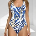 thumbnail image 2 of CLOISE One Piece Swimsuit Women Full Coverage Bathing Suit Flowers Swimwear Backless Hawaiian Beachwear Blue XL, 2 of 4