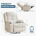 thumbnail image 2 of 360° Swivel Recliner Chair for Adults, Corduroy Rocking Glider with 3 Recline Positions, 2 Side Pockets & Cup Holders, for Nursery, Bedroom, Living Room, Beige, 2 of 10