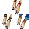 thumbnail image 3 of Open Toe Leopard Printed Sandals Summer Flat Shoes Women's Strappy Sandals, 3 of 3