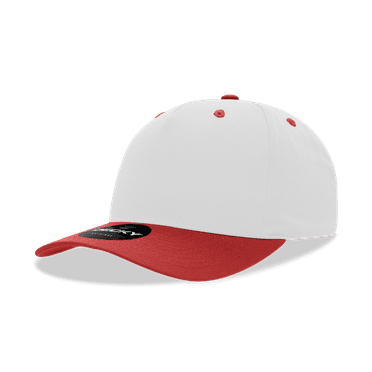 5 Panel Mid Profile Structured Cotton Blend Cap, Wht/Red