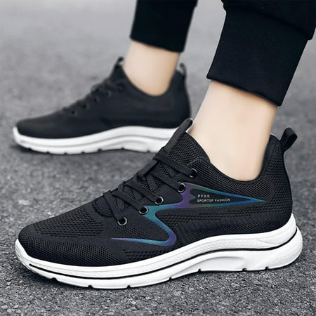 

sebulube Fashion Summer And Autumn Casual Men Sneakers Flat Lightweight Mesh Breathable Solid Color