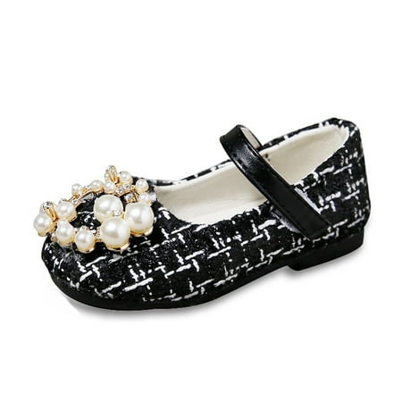 

Lovebay Kids Girls Pearls Rhinestone Wreath Dress Shoes Plaid Mary Jane Flat Shoes(5 Toddler-11 Little Kids)