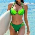 thumbnail image 2 of Sngxgn Women Swimsuit Bikini Set High Waisted Drawstring Two Piece Bathing Suit(Green,XL), 2 of 8
