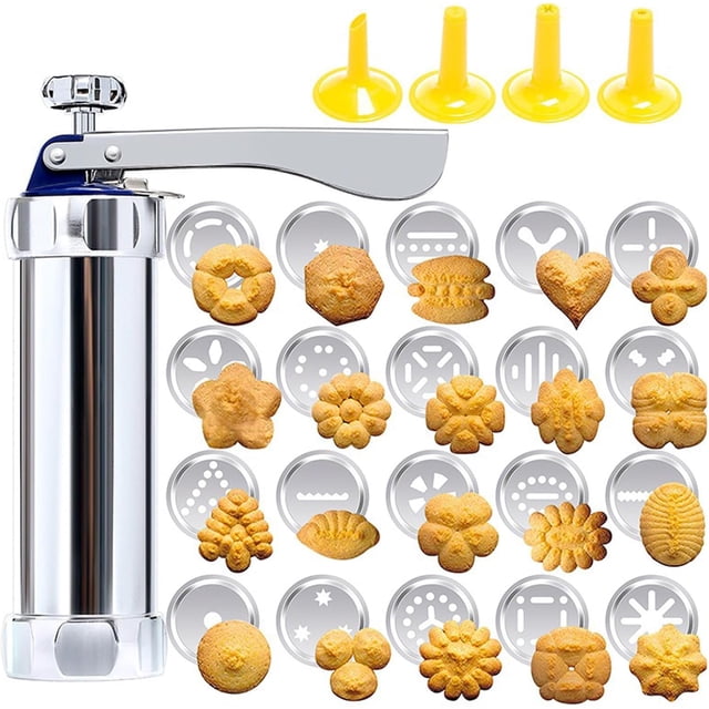 Prensa De Galletas, Kit De Pistola Para Prensar Galletas De Acero Inoxidable Con 20 Moldes Decorativos Y 4 Boquillas Para Hacer DIY Decorar Hacer Churros