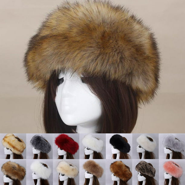 Sunsion Women Russian Thick Fluffy Cap, Faux Bear Skin Rug With Headband