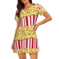 thumbnail image 1 of Fotbe Popcorn Bata de Dormir para Mujer con Estampado, Camisón de Algodón de Manga Corta, Ropa de Dormir Casual, 1 of 6