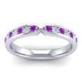 thumbnail image 2 of Diamond-Capitals 0.30 Carat Fancy Round Cut Natural Diamond Amethyst Gemstone Eternity Band for Wedding Solid 14K White Gold Size 8.5, 2 of 8