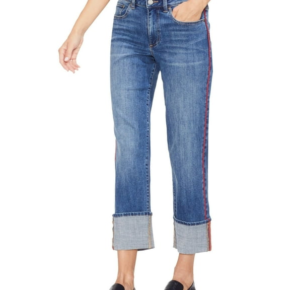 Vince Camuto Womens Piped Trim Straight Leg Jeans, Blue, 27W (US 4)