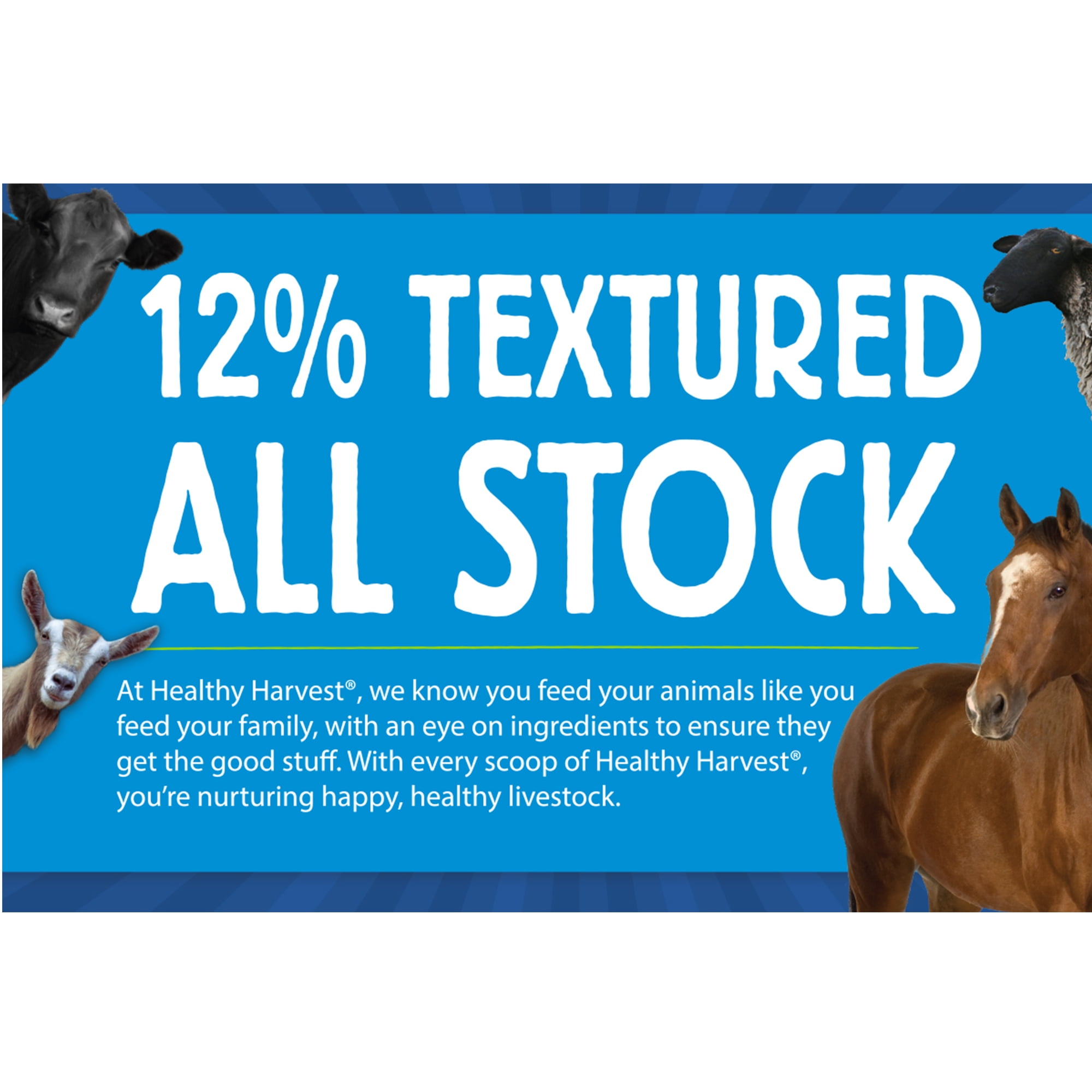 (4 pack) Healthy Harvest 12% Textured All Stock Feed for Multiple Livestock Species, 40 lb Bag