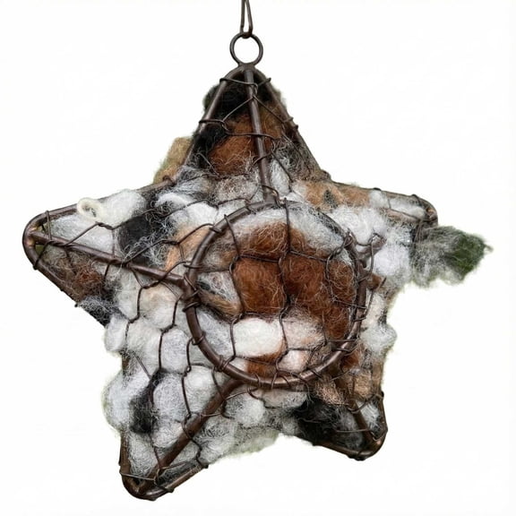 Handmade Alpaca Fiber Bird Nesting Star, Bird Nesting Material Holder for Wild Birds, Fowl Gifts Refillable Birds Haven, Hummingbird Houses for Garden Art Birdhous Winter Shelter