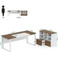 thumbnail image 5 of Tribesigns 63 inch L-Shaped Executive Desk with Reversible File Cabinet, Office Desk with Storage Drawers, Oak Karo & White, 5 of 5