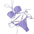 thumbnail image 2 of Trajes de baño Amzcrzy Tankini para mujer, trajes de baño, trajes de baño, bikini con control de abdomen, traje de baño de color sólido para mujer + bañador y bikini dividido de moda, morado, S, 2 of 3