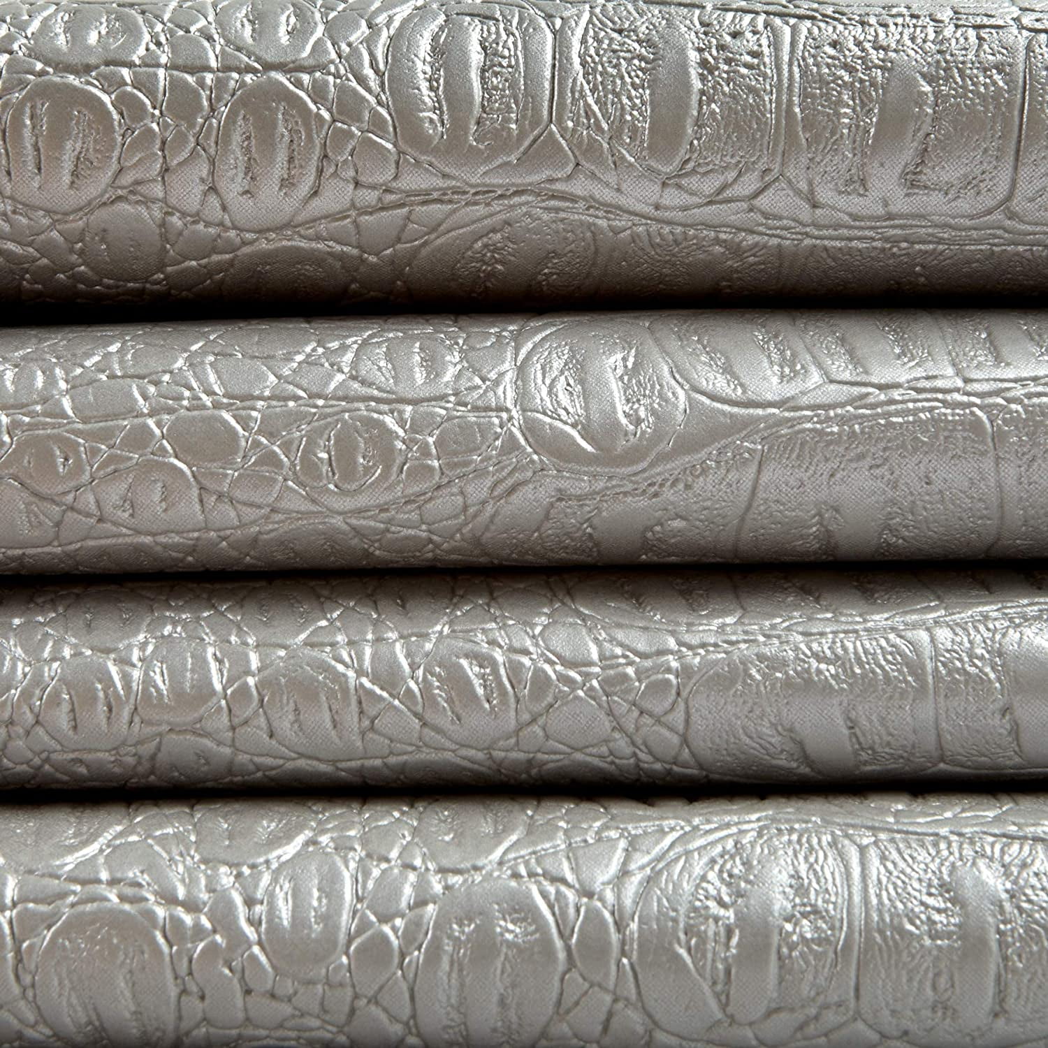 Faux Leather Metallic Silver, Fabric by the Yard