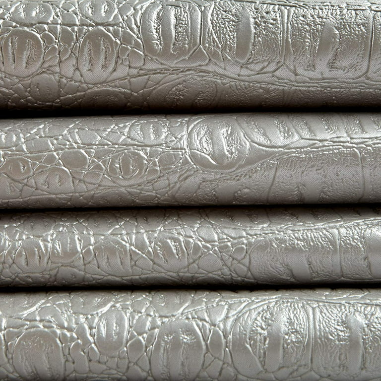 EBP 54 inch Silver Metallic Gator Faux Leather Fabric - by The Yard
