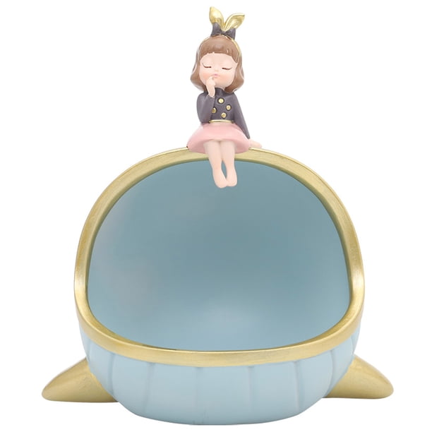Soplando Burbujas Chica Estatua Ballena De Dibujos Animados Resina Estatuilla Escultura Mesa Arte Decoración Misceláneas Contenedor De Llaves Caja De Almacenamiento Para La Oficina En El Hogar Methold HA027877-02