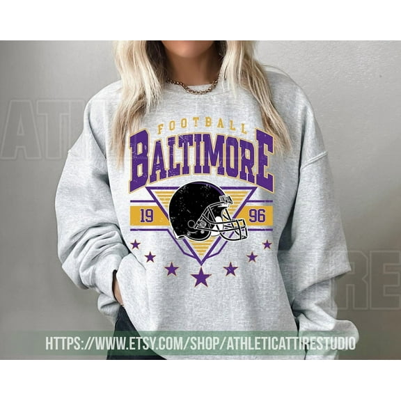 Baltimore Football Vintage Sweatshirt, Retro Raven Crewneck Shirt