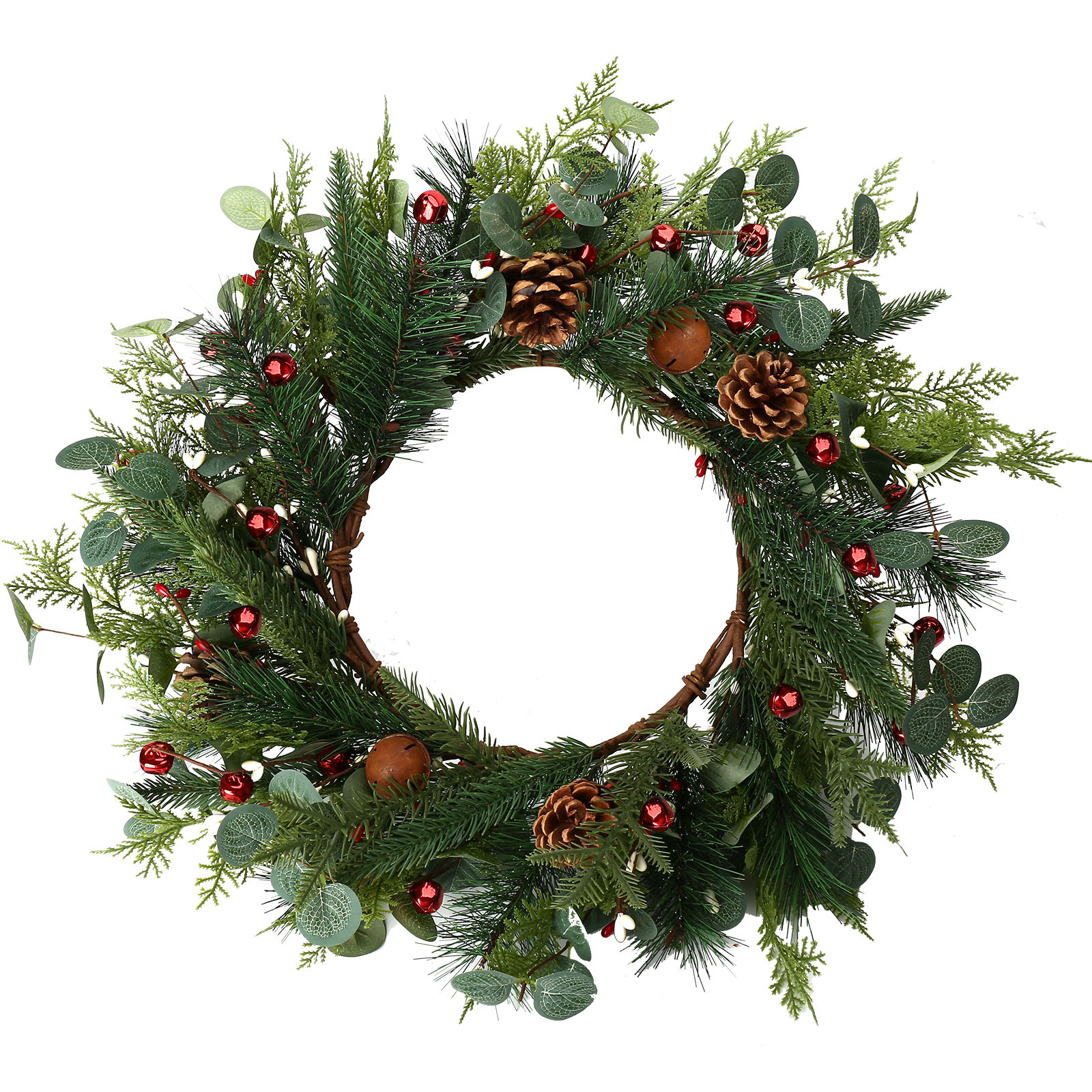 VHC 19" Winter Wreath With Long Pine Needles, Large Pinecones, And Rustic Stars – Country Primitive Decor-677073
