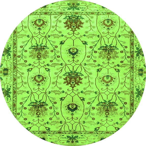 Ahgly Company Indoor Round Abstract Green Modern Area Rugs, 6' Round
