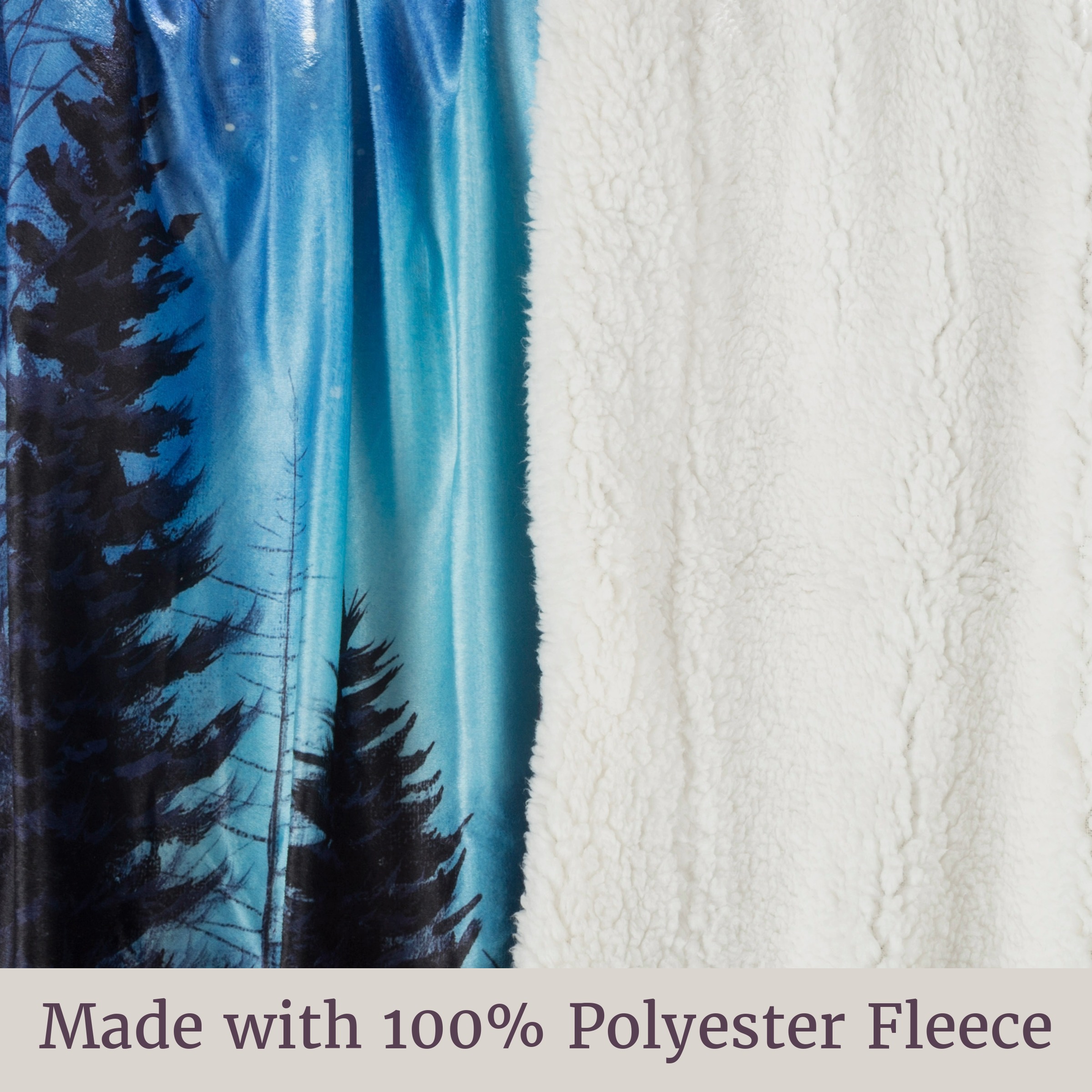 Somerset Home Wolf Pattern Hypoallergenic Fleece Sherpa Throw Blanket