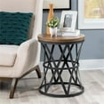 thumbnail image 2 of Linon Johns Table Tonneau Rustique Ronde en Métal et Bois, Fini Gris Charbon, 2 of 7