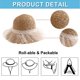 thumbnail image 4 of Sombrero de 56-58cm de circunferencia para mujer, sombrero de paja con perlas de encaje y bolso de paja, conjunto de sombrero de playa protector solar para el verano, 4 of 5