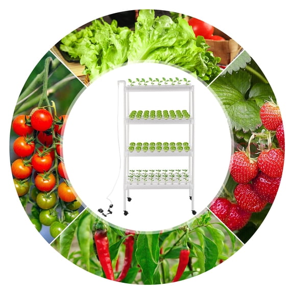 4 Tiers Hydroponic Grow Kit, 108-Hole Hydroponics System with Wheels, Indoor Garden Plant Growing Kit, Soilless Cultivation Rack for Home Herb Vegetable