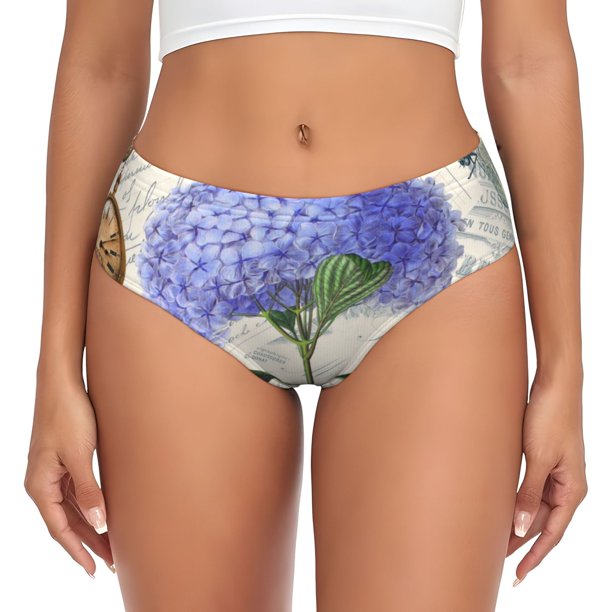 Balery Vintage Flower Ropa Interior de Algodón para Mujer con Dibujo – Braguitas Cómodas y Elásticas, Estilo Clásico-Medium