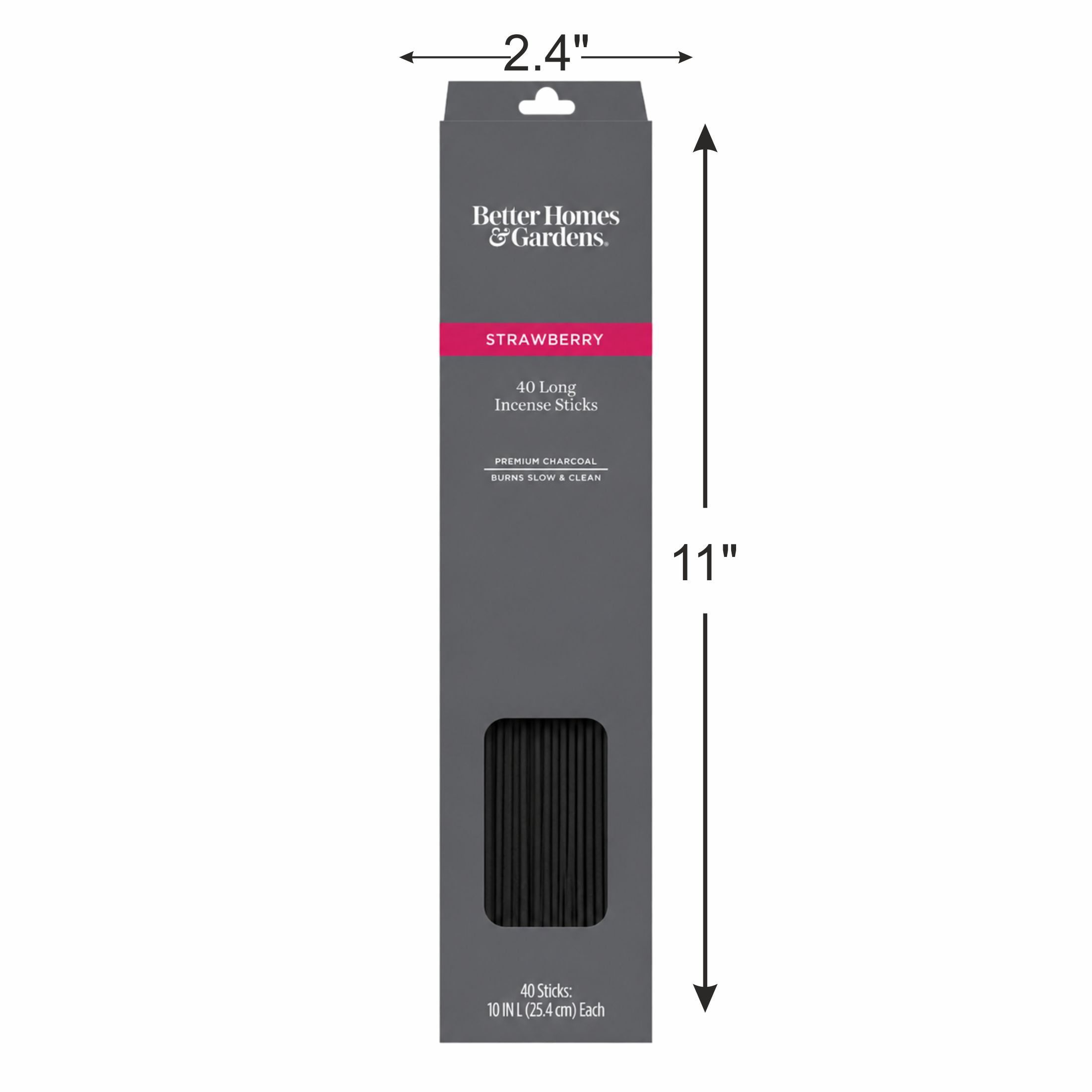 Better Homes & Gardens 10” Premium Charcoal Incense Sticks, Strawberry, 40 Pack