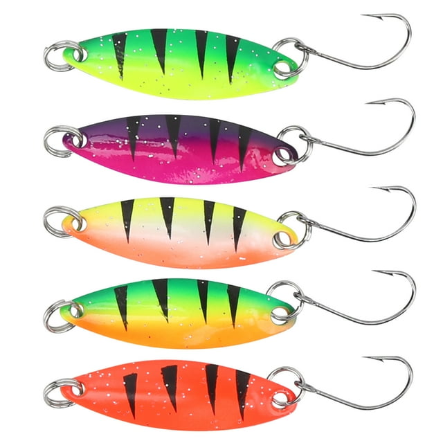 Crankbait Lures Single Hook, Colorful 5pcs Walleye Trout Spoon Baits For Night Fishing