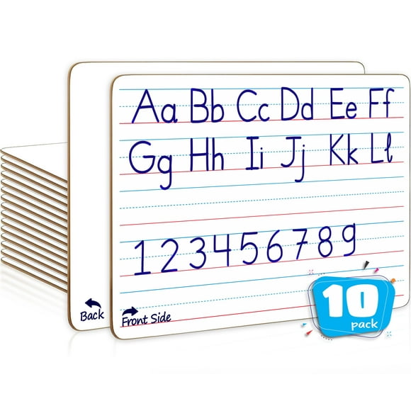 10 Pack Double Sided Whiteboard Lined Dry Erase Board for Kids 4+ Ruled Writing Board Handwriting Practice - Small White Board Dry Erase Board 9x12 Dry Erase Board with Lines Teacher Supplies