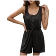 thumbnail image 2 of ClodeEU Women's Summer Pullover Tank Romper with Cinched Waist and Tie,Casual Loose Jumpsuit Shorts Black,Womens Plus L, 2 of 8