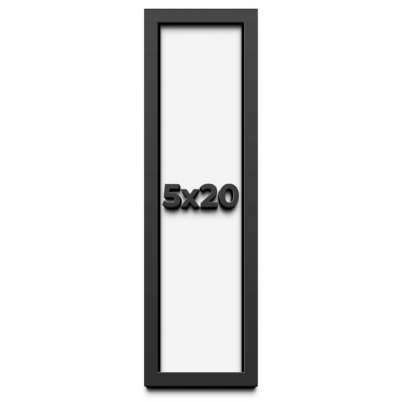 5x20 In Shadow Box Frame Black | 1 inches Deep Real Wood Contemporary Shadowbox Display Frame | UV