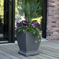 thumbnail image 3 of Acadia 15” x 15” x 18” Square Graphite Grey Self Watering Plastic Planter, 3 of 4