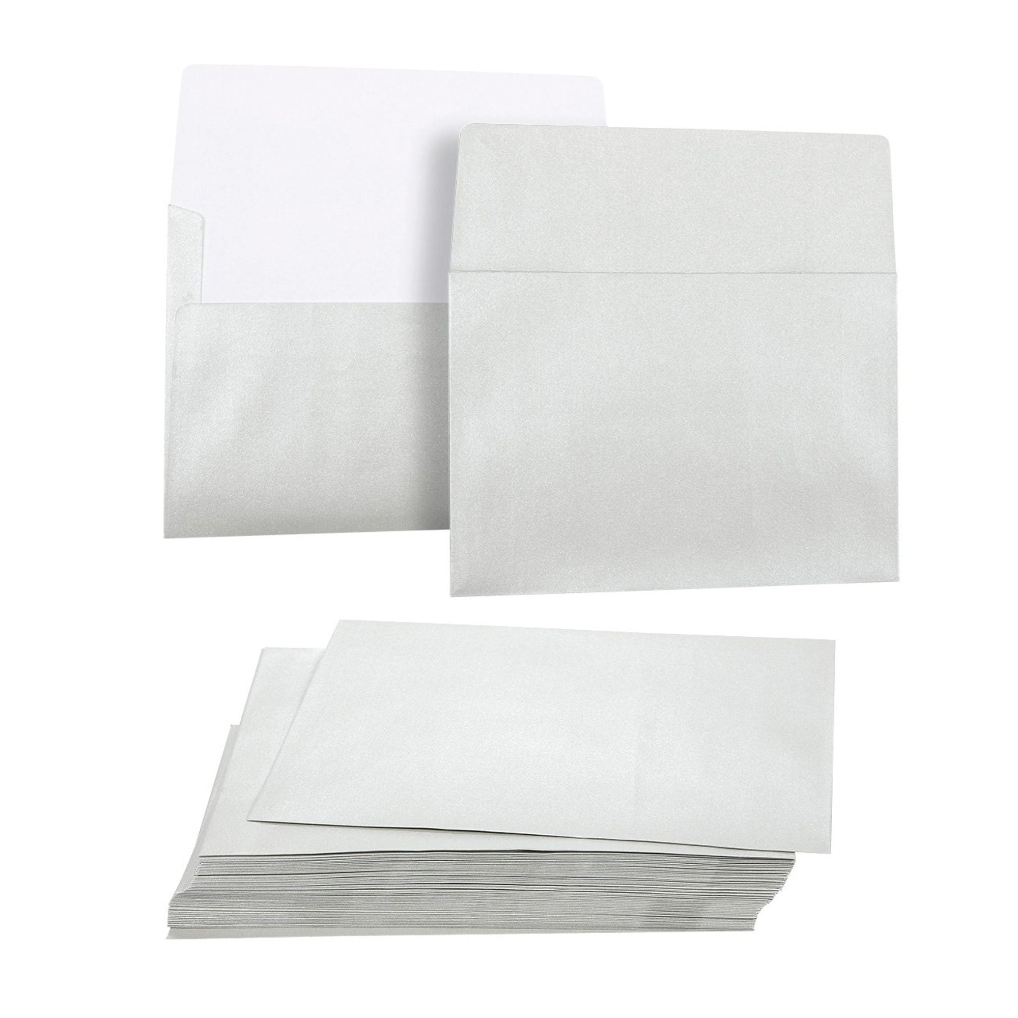 50Pack Metallic Silver A7 Envelopes for 5x7 Greeting