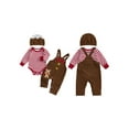 thumbnail image 2 of Spewahor Infant Baby Boys Girls Christmas Clothes Set 0 3 6 9 12 18 Months Stripe Print Long Sleeve Romper Gingerbread Man Embroidery Overall Pants and Hat 3Pcs Outfit, 2 of 9