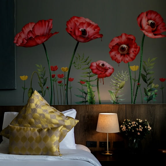 Large Bloody Eye Flower Living Room Bedroom Background Wall Decoration Self Adhesive Wall Decal Multicolor Free Size