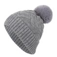 thumbnail image 2 of Dyfzdhu Outdoor Winter Adult Neutral Keep Warm Hairball Hats Plush Knitted Woolen Hat Gray, 2 of 8