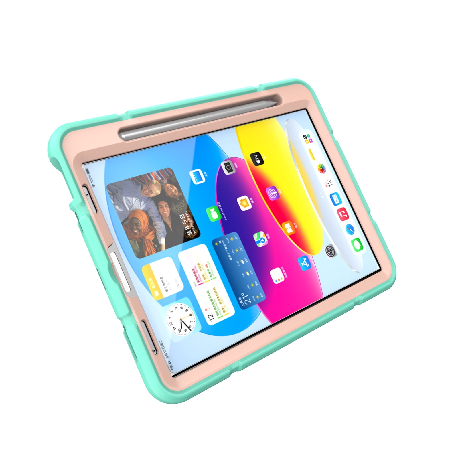 Allytechgroup Heavy Duty Case for Apple iPad 11th Generation 11" 2025 & iPad 10th Generation 10.9" 2022, Rugged Tablet Case with Kickstand Pencil Holder Logo Hole Kids Friendly TPU + PC Cover,Mint