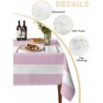 thumbnail image 2 of Pink Stripe Table Cloth, Modern Simple Geometric White Striped Waterproof Tablecloth for Rectangle Tables, Reusable Washable Fabric Table Cover for Restaurant Kitchen Dining Tables 54"x108", 2 of 6