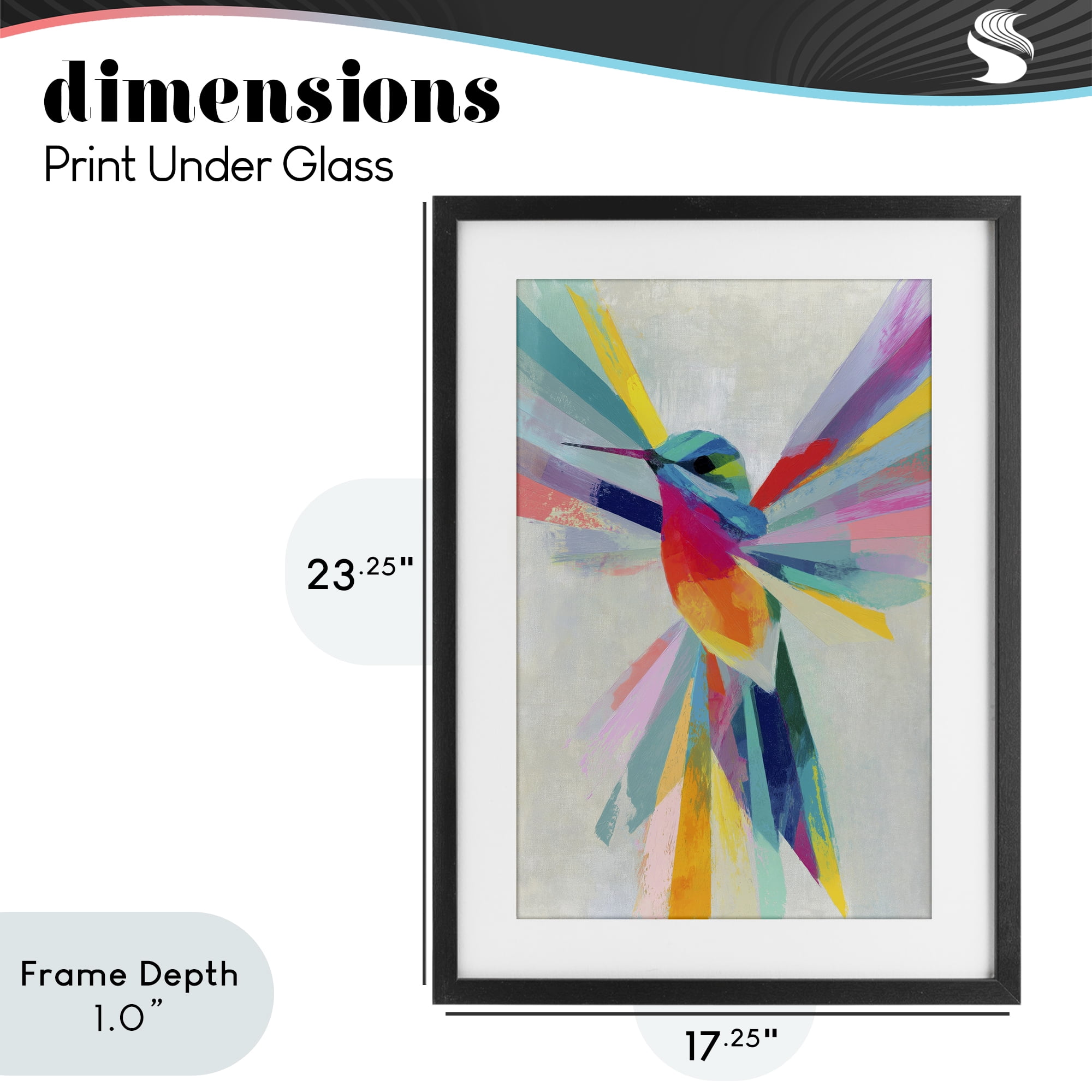 Stupell Industries Rainbow Winged Hummingbird Black Framed Print Under Glass, design by Chromatic Storm Studio