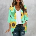 thumbnail image 2 of SELONE Summer Cardigans for Women Lightweight 3/4 Sleeve Plus Size Regular Open Front Cardigans Without Hoodie Sunflower Beach Vacation Wear Multicolor L, 2 of 5